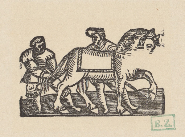 Norimberskí kopisti frankfurtského vydania Dyl Vlenspiegel – Eilenšpígel zapletá koňovi prirobený chvost