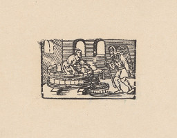 Remeselný kopista, Hans Sebald Beham – Kalendárové záhlavie mesiaca október 