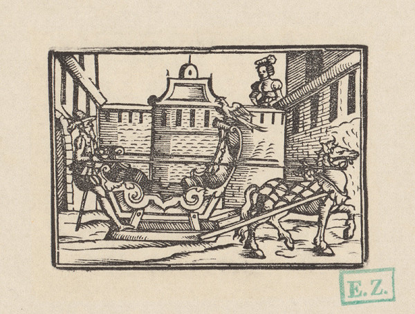 Remeselný manieristický ilustrátor Histórií a kroník – Sokoliar na sánkach 