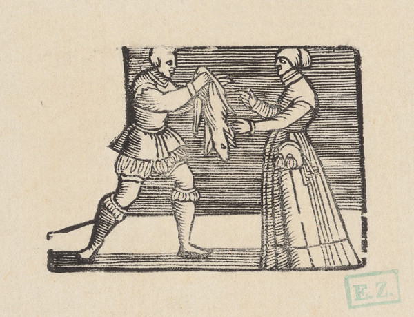 Norimberskí kopisti frankfurtského vydania Dyl Vlenspiegel – Eilenšpígel platí krčmárke kožou z jej vlastného psa 