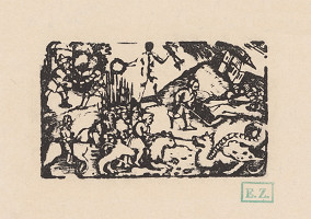 Erhard Schön – Kalendárové záhlavie s jazdcom na levovi 