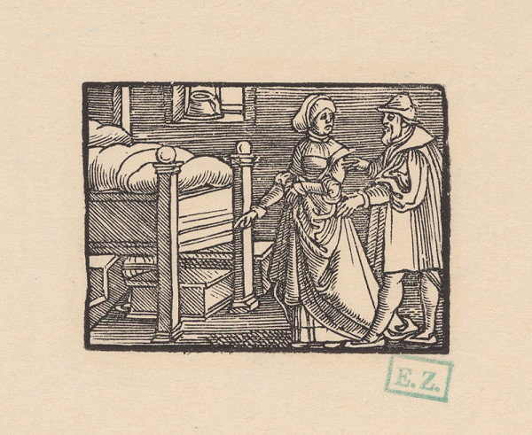 Kopisti, Hans Brosamer – Vdova po zavraždenom zemanovi ukazuje svojmu priateľovi truhličku s kráľovskými klenotmi