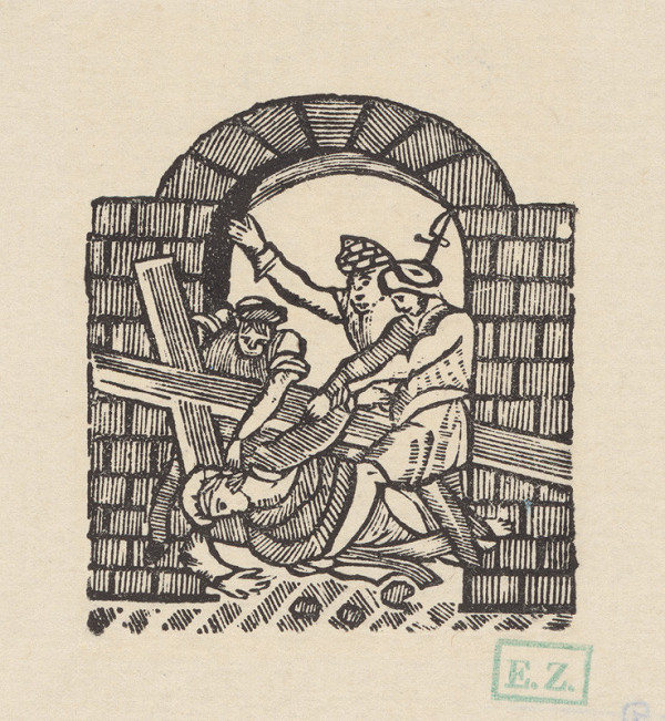 Remeselný grafik empírovej štýlovej orientácie – Ježiš druhýkrát padá pod krížom 