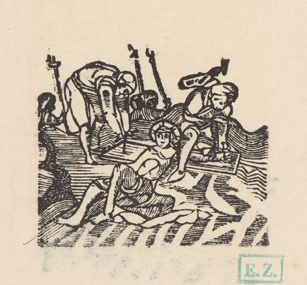 Remeselný grafik empírovej štýlovej orientácie – Ježiša na kríž pribíjajú 