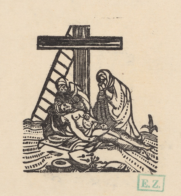 Remeselný grafik empírovej štýlovej orientácie – Ježiša z kríža skladajú