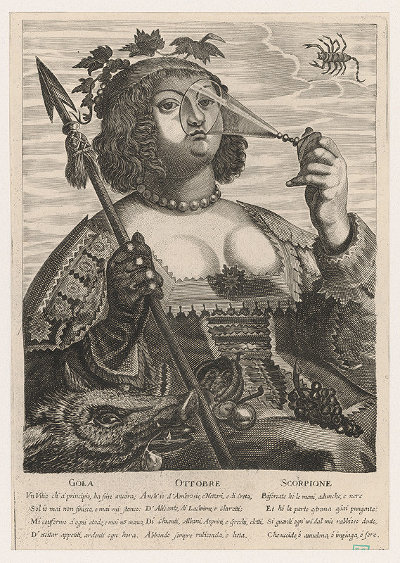 Alessandro Temini, Giovanni Antonio Remondini – Alegória mesiaca október (Obžerstvo - Október - Škorpión) 