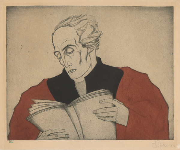 Západoeurópsky grafik z 30-tych rokov 20. storočia – Muž čítajúci knihu