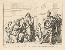 Bartolomeo Pinelli, Giovanni Scudellari – Kolorián vyhnaný z Ríma (Koriolán vyhnaný z Ríma (XXVII), ilustrácia z knihy Istoria Romana) 