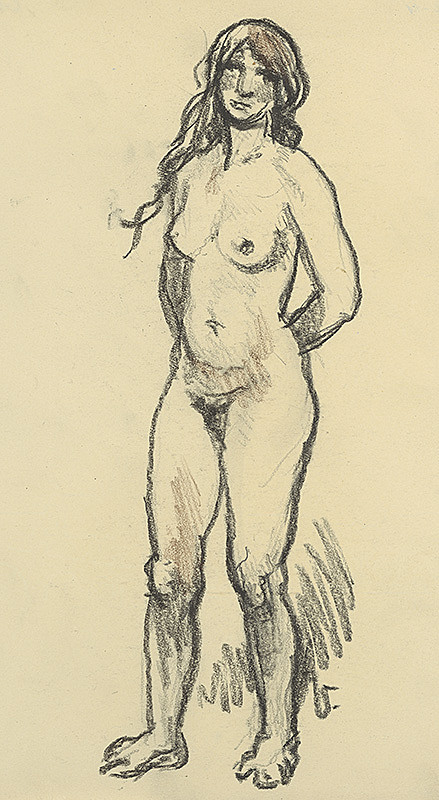 Jaroslav Vodrážka – Akt ženy s dlhými vlasmi 