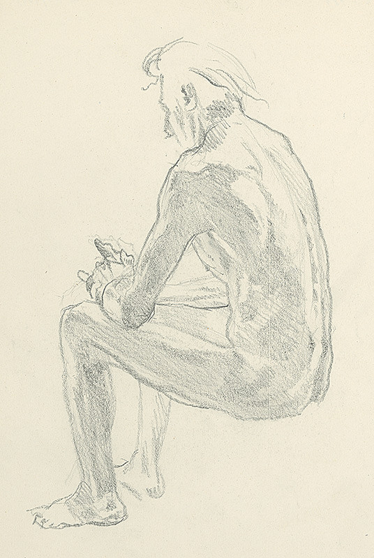 Jaroslav Vodrážka – Štúdia sediaceho muža s prekríženými rukami 