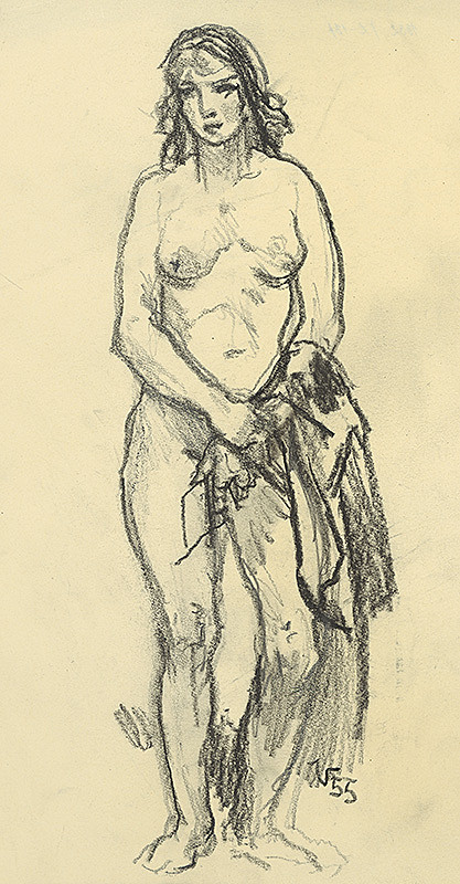 Jaroslav Vodrážka – Akt ženy s drapériou 