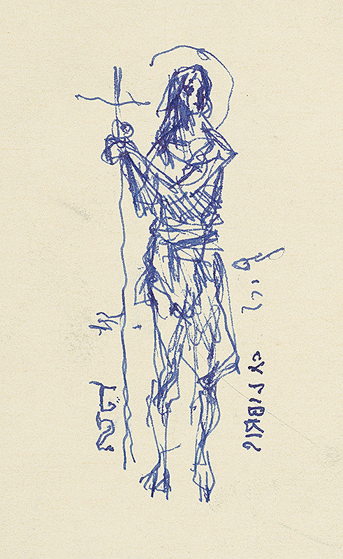 Jaroslav Vodrážka – Ex libris s postavou Jána Krstiteľa 