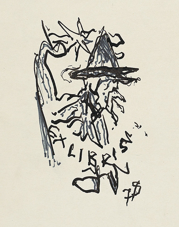 Jaroslav Vodrážka – Ex libris s motívom ježibaby 