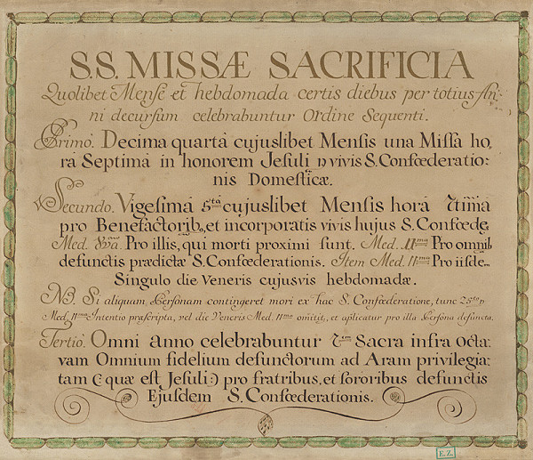 Stredoeurópsky kaligraf z 2. polovice 18. storočia – List z misálu 