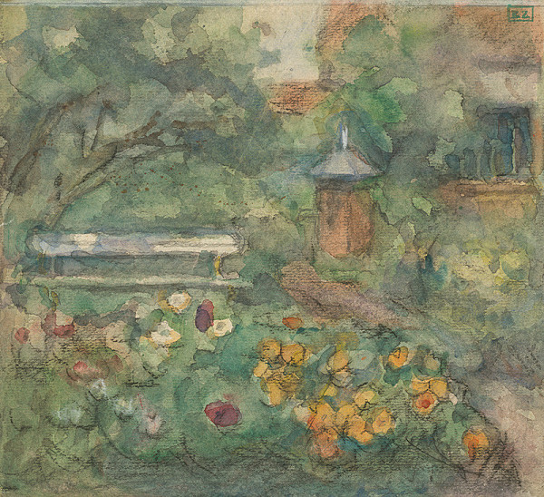 Ágnes Alexander – Rozkvitnutá záhrada s lavičkou
