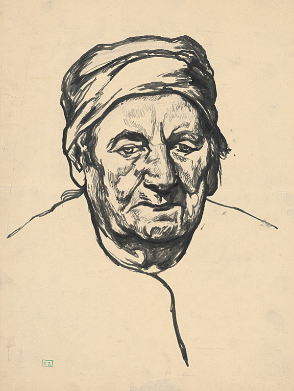 Stredoeurópsky majster z 1. polovice 20. storočia – Portrét stareny