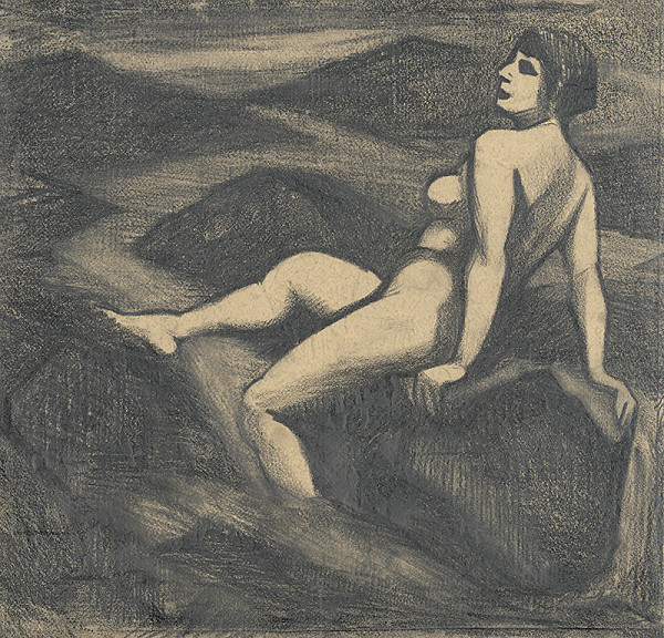 Viktor Hermély – Akt pri potoku II. (kresba) 