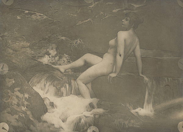 Viktor Hermély – Akt pri potoku II. (fotografia - predloha) 