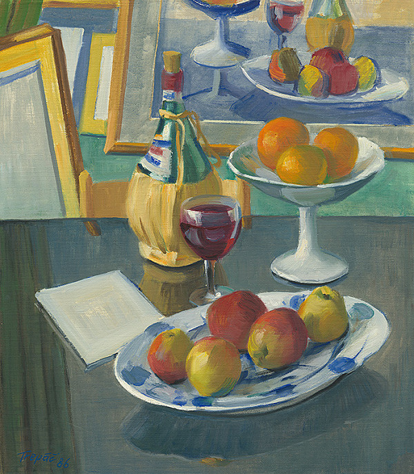 Jozef Trepáč – Zátišie s červeným vínom 