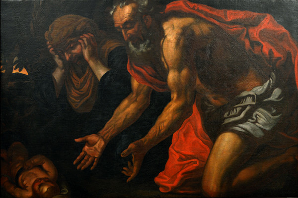 Neznámy maliar, Johan Carl Loth – Spustenie Mojžiša do Nílu (Amram a Jošabat spúšťajú svojho syna Mojžiša v košíku na Níl)