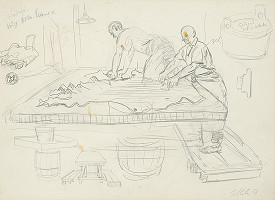 Jan Hála – Mikulásski garbiari-dvaja garbiari pri stole 