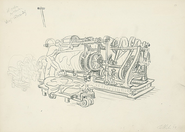 Jan Hála – Mikulášski garbiari-garbiar pri stole, lisovanie 