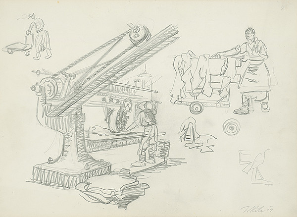 Jan Hála – Mikulášski garbiari-štúdia stroja, pás s garbiarom 