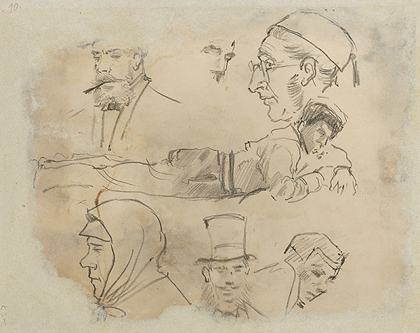 Ladislav Mednyánszky – Štúdia ležiaceho muža a hláv 