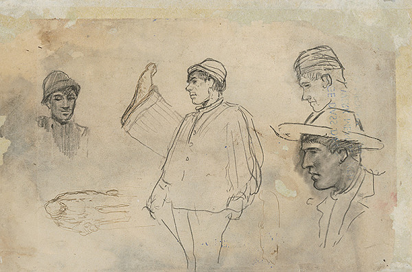 Ladislav Mednyánszky – Štúdia postavy, hláv a nohy 