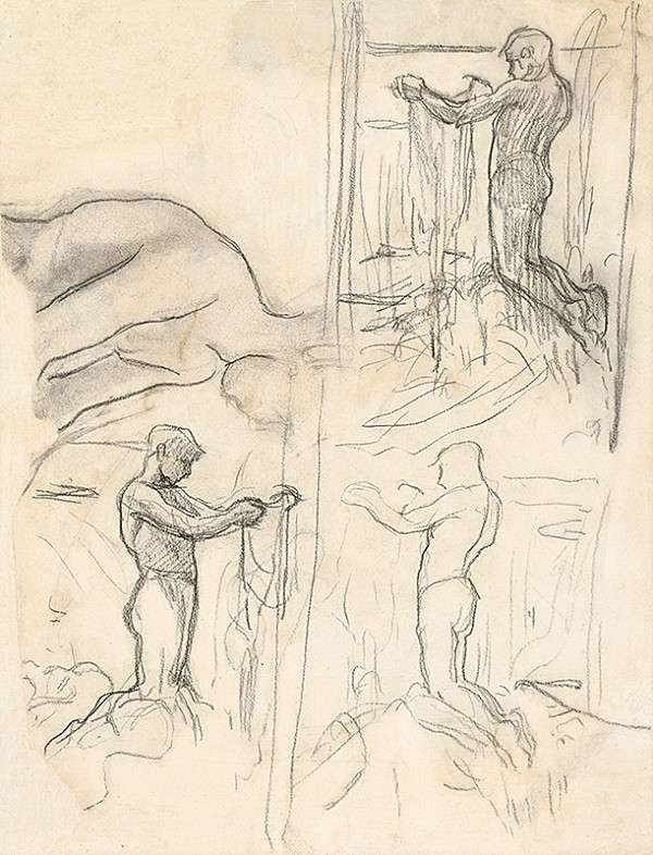 Ladislav Mednyánszky – Štúdia kľačiaceho 