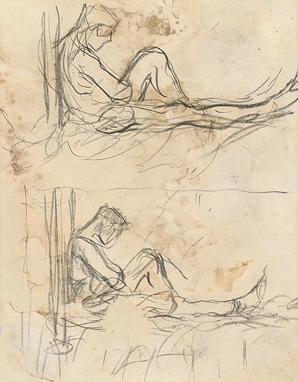 Ladislav Mednyánszky – Štúdia sediaceho opretého o múr 