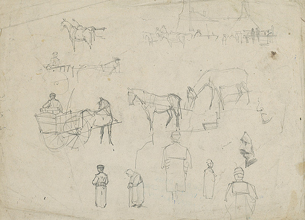 Ladislav Mednyánszky – Štúdia koní a postáv 