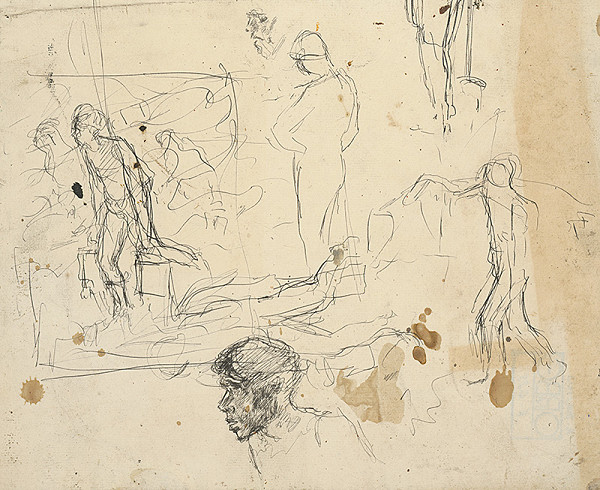 Ladislav Mednyánszky – Štúdia postáv a hlavy muža 