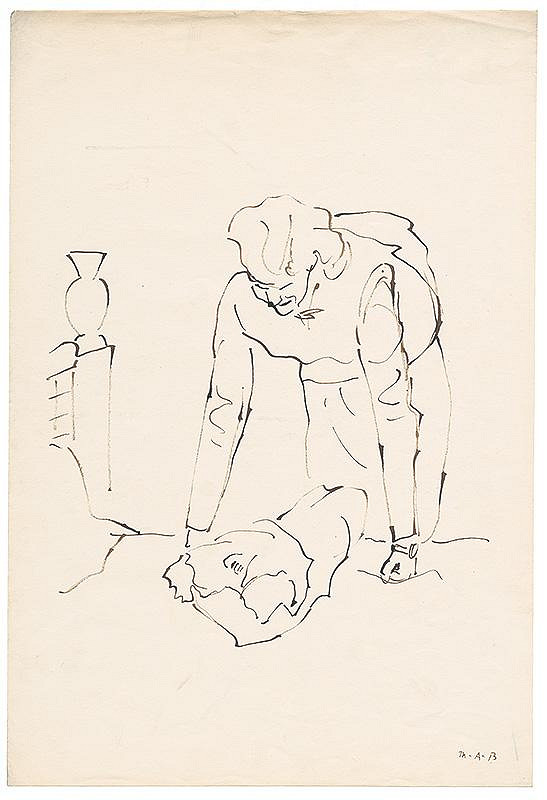 Miloš Alexander Bazovský – Štúdia ženy sklonenej nad dieťaťom 