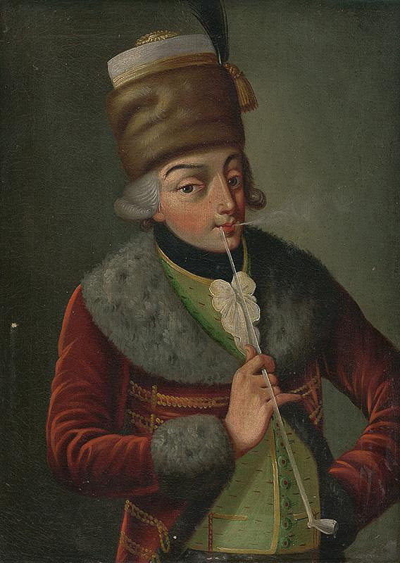 Slovenský maliar z 18. storočia – Portrét muža s fajkou