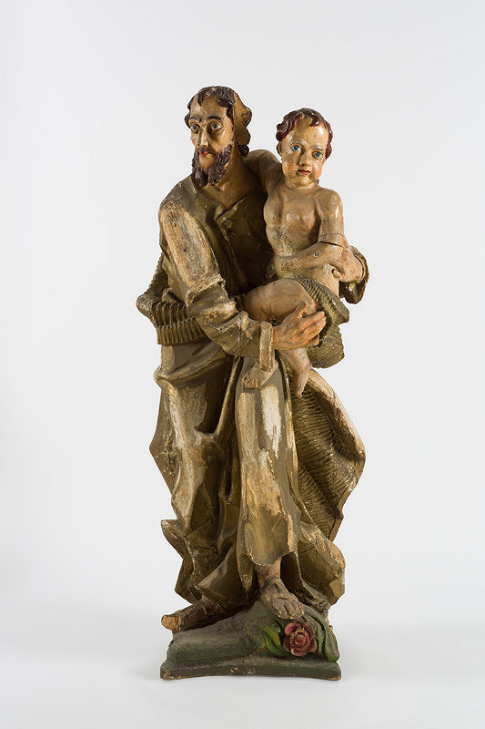 Slovenský ľudový rezbár z 1. polovice 19. storočia – Sv. Jozef s Ježiškom 