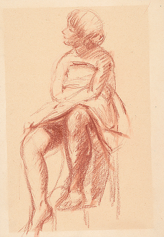 Jozef Kostka – Štúdia sediacej ženy na schode 