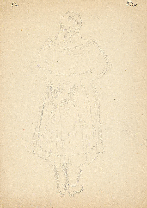 Emil Makovický – Žena v kroji odzadu 