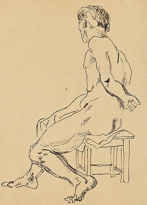 Emil Makovický – Mužský akt na stoličke 
