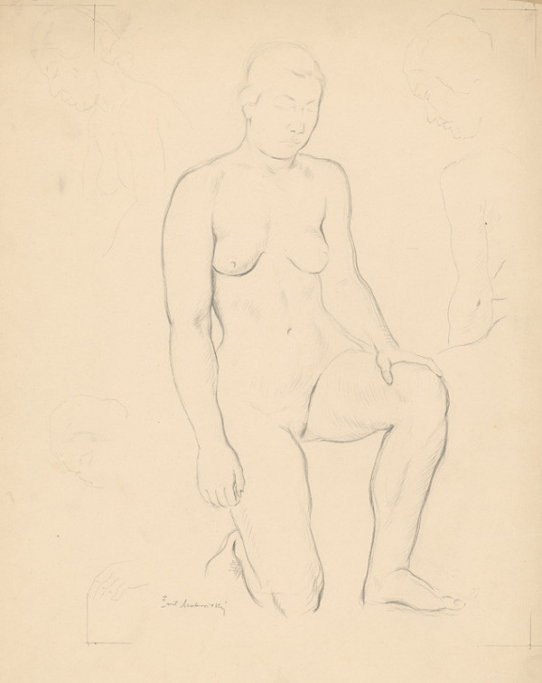 Emil Makovický – Kľačiaci ženský akt 