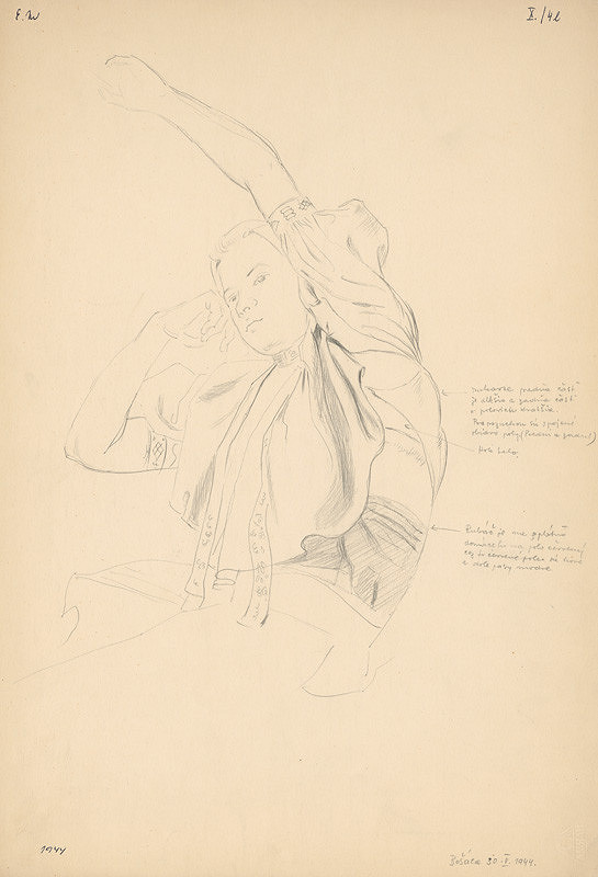 Emil Makovický – Polfigúra ženy v bošáckom kroji 