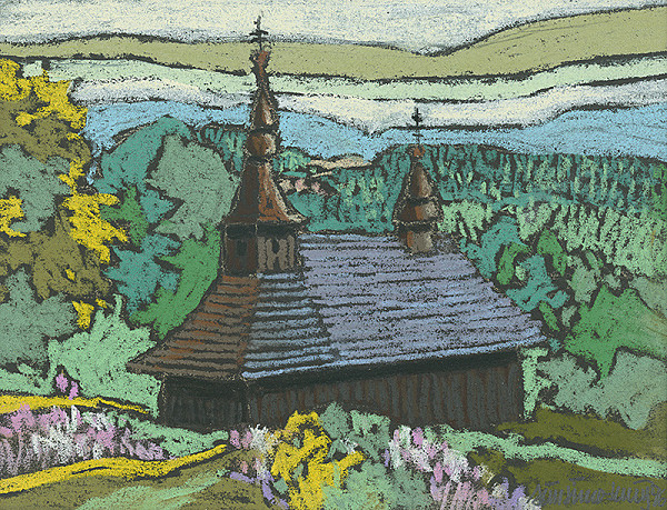 Ján Šimo-Svrček – Drevený kostolík Hrabová Rozt. 