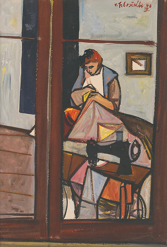 Vincent Hložník – Žena pri šijacom stroji 