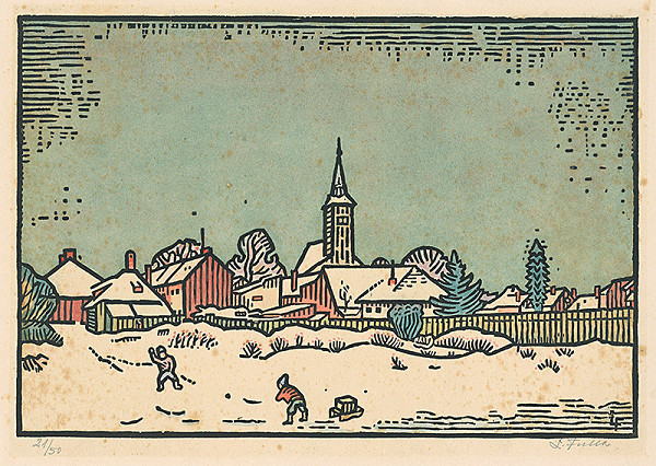 Ľudovít Fulla – Dedinka v zime 