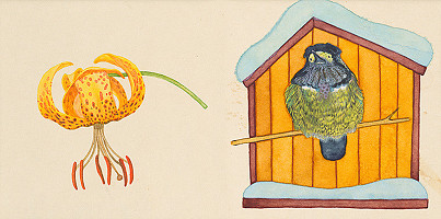 František Blaško – Dve malé štvrtinové ilustrácie ku knihe Išli svrčky poza bučky 