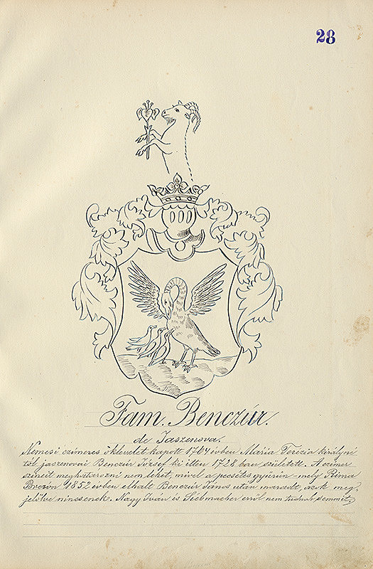 Adolf Medzihradský – Erb rodiny Bencúrovej 