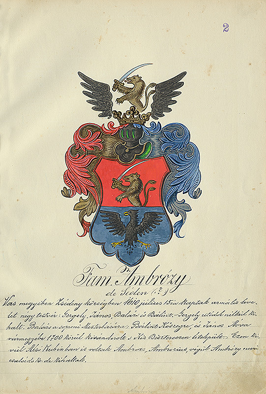 Adolf Medzihradský – Erb rodiny Ambrózyovcov 