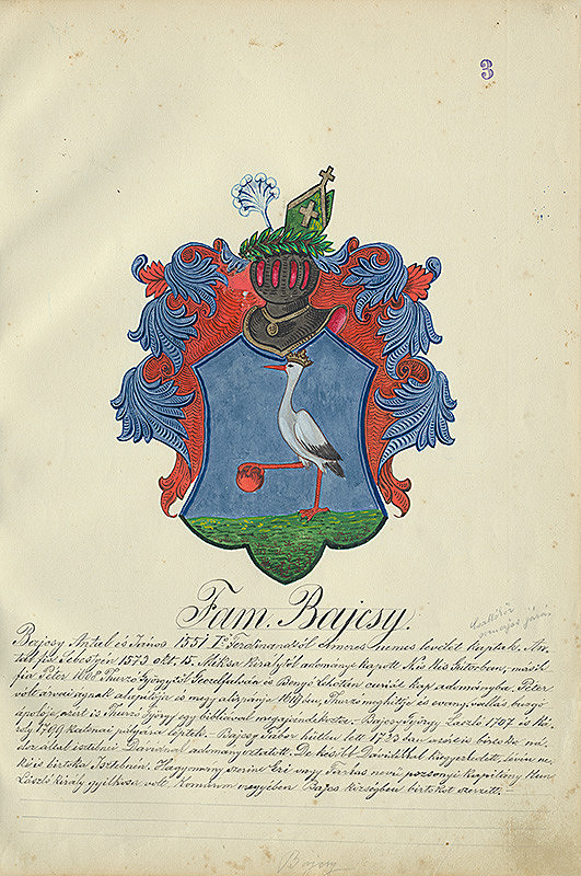 Adolf Medzihradský – Erb rodiny Bajcsyovcov 