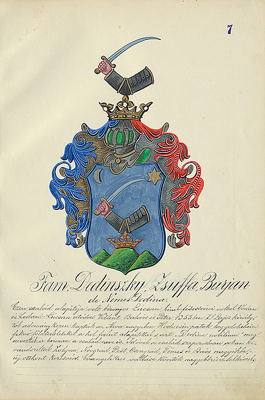 Adolf Medzihradský – Erb rodiny Dedinskej 