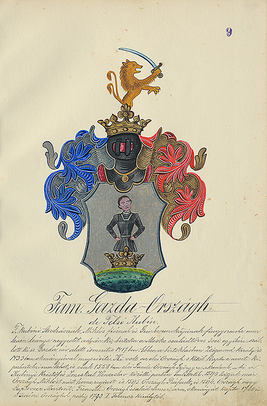 Adolf Medzihradský – Erb rodiny Országhovcov 